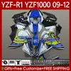 Fairings de OEM para Yamaha YZF-R1 YZF R1 1000 CC YZF1000 YZFR1 09 10 11 12 Bodywork 92No.64 YZF R 1 1000CC 2009 2010 2012 YZF-1000 2009-2012 Amarelo Azul Moto Moto Kit
