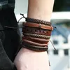 Verstelbare vlecht lederen armband set multi-layer wrap armbanden polsband armband manchet vrouwen mannen mode-sieraden Will en Sandy Gift