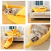 Banana Kot Kot Bed House Come Cosy Puppy Poduszki Kennel Portable Soft Pet Sofa Cute Sleeping Bag Funny Basket For Cats Dogs LJ201201