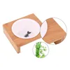 竹のボウルペットキャットフードセラミック犬フィーダーペットのための給餌シンプルで耐久性のある犬料理