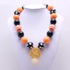 Halloween-stijl kind chuny ketting zwart + oranje peuter baby meisje bubblegum kraal dikke ketting sieraden kinderen