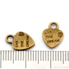 Mini hjärta "Live the Dream" Charms Pendants för smycken, örhängen, halsband och armband 9x12.5 mm Antik Bronzze 250pcs