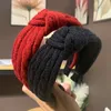 Noel Hediyesi Vintage Kış Örgü Büküm Çörek Saç Aksesuarları Kızlar Kadınlar Için Düğüm Kafa Hairband Opaska Wlosow Yap