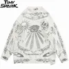 Hip Hop Knitted Sweater Streetwear Rose Eye Scorpion Print Ripped Pullover Men Harajuku Cotton Casual Autumn Sweater Skull 220108