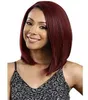 Jovem e beleza curto liso bob penteado perucas sintéticas marrom a loiro claro ombre parte lateral do cabelo para mulheres cosplay calor res8268592