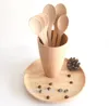 Cuillères en bois peintes 500x15.5 cm, Mini cuillères à miel naturelles respectueuses de l'environnement, Mini cuillère à café de cuisine, cuillère à soupe pour enfants, 3.7 pièces