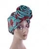 Etnisk tryckt stor blomma headscarf Bonnet Kvinnor Turban Hat Turbante Femme Musulman Indien Hat Islamic Head Wrap Turban Fashion