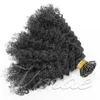 Peruansk mongulisk jag tips hårförlängningar Afro kinky Curly 100 Strands Pre Bonded Stick Jag Tips Keratin Fusion Remy Virgin Human Hair Extension