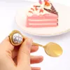 Rostfritt st￥lskedar Inlay Ceramic Handle Coffee Scoop Vintage Gold Color dessert Spoon Elegant Fashion Cake Scoop H Jllftq