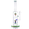 Different colors hookahs Blue pole inner double turtle glass bong 13 inches 14mm joint male water pipe