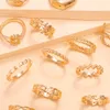 10 uppsättningar / lot vintage ringar uppsättningar för kvinnor smycken tillbehör hjärta blommor stjärnor finger ring kvinnliga smycken gåvor