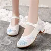 Dress Shoes Chinese Embroidered Women High Heels Cheongsam National Style Mother Spring And Autumn Old Beijing Cloth