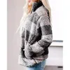 Women Winter Teddy Sweater Teddy Sweater Fluffy Sherpa Fleece Plaid Pullover 1/4 Zipper Turtleneck Sweater Autonn Warm Street Wear 201225
