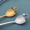 Stainless Steel Sugar Skull Spoon Creative Cutlery Dessert Coffee Scoop Food Grade Candy Teaspoon Kitchen Tableware 4Colors