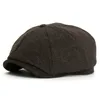 Octagon HerringBone Newsboy Cap Vintage Wool Men basker Casual Peaked Caps Ivy Cap för kvinnor platt hatt fransk pumpa hatt 2 storlekar y200110