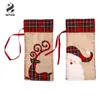Julvinflaska täcker tyg dragsko dekor väska jultomten clauselk stil vin flaskan täcker för dekorera vinflaskor6627867