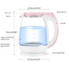 Pink 1 8L Glass Automatisk elektrisk vattenkokare 1500W Vattenvärmare kokande tepanna Kök Apparat Temperaturkontroll3007