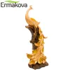 ERMAKOVA 42 cm (16,5 ") Hauteur Résine Phénix Figurine Pure Golden Bird of Wonder Statue Animal Sculpture Ornement Home Office Decor T200703