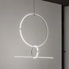 Geometrisk flosarrangemang ljus minimalistisk cirkel ring pendell ljus ledning hängande lampa retro lampara svart cirkelbelysning