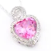 Mix 5PCS Rainbow New Luckyshine 925 sterling Silver Heart Morganite Blue Pink Topaz Garnet Gemstone Necklaces Pendants For Lady Party Gift