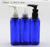 Pompa di plastica blu trasparente da 10 ml Flacone di imballaggio vuoto quadrato Lozione gel doccia Shampoo Originales Flacone campione ricaricabile