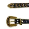 Ceinture occidentale en strass avec boucle amovible, Cowboy, cuir scintillant, cristal, luxe, cloutée, pour hommes et femmes, nouvelle collection, 7321059