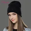 LILIYABAIHE Femmes Automne et hiver Chapeau Angora Tricoté Skullies Bonnets Cap Classique Couleur Diamant Décoration Chapeaux pour Filles Y201024