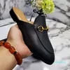 Leather men slippers soft cowhide Lazy women shoes Metal buckle beach slippers Mules Princetown Classic lady slippers with box