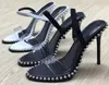 2021 neue Nova Kristall verzierte Sandale sexy Damen Sandalen Slingback High Heels Sandale Kleid Temperament Schuhe Größe 34 bis 40