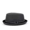 Fashion Men Fedora Hat Flat Pork Pie Hat For Gentleman Dad Bowler Porkpie Jazz Big Size S M L XL6147958