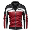 Men Geel Leather Jacket Patchwork Biker Jacket Men Casual Zipper Coat Men Motorfietsjack Slanke Fit Fit Burined Outdarse Coat 201114