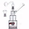 Two functions Glass oil burner Bong Recycler Oil Rig 8inch cake shape ash catcher bong inline matrix per with 14mm glass oil burner pipe