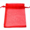 7cm * 9cm Organza Sheer Gaze Örhängen Halsband Smycken Påse Väskor Packing Drawable Organza Pouch Bag Bröllop Små presentväska Partihandel Pris