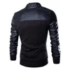 Männer Jacken Leder Männer Jacke Drop Mantel Moto Streetwear Lange Ärmel Bomber Stehen Neck Top Kleidung Plus Größe 3XL1