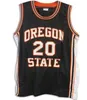 Дешевые Custom Retro # 20 Gary Payton Oregon State Beavers Баскетбольная майка Мужская черная оранжевая сшитая Любой размер 2XS-3XL 4XL 5XL Имя Номер