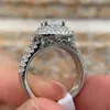 She 925 Sterling Silver Halo Wedding Ring Set för kvinnor Elegant smycken Princess Cut AAAAA CZ Förlovningsringar 2201136285564