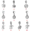 Äkta 925 sterling silver fit pandora armband charms runda nummer rosa hjärt charms pärlor älskar hjärta blå kristna charm för diy pärlor charms