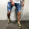 2021 Summer Fashion Casual Mens Slim Denim Shorts Hole Jean Pant Shorts Men Ripped Short Jeans Male Elastic Denim Pant Clothing