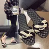 Summer Women Flat Slippers Pearl Weaving Ladies Sandals Beading Open Toe Flip Flops Female Platform Slides Fashion Shoes Y200423