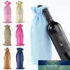 Linen Wine Bags Wine Bottle Covers with Drawstring Wine Bag Holder Carrier Packaging Bag Wedding Party Decor Gift