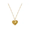 Brass With 18K Retro Natural Pearl Heart Necklace Women Jewelry Runway Party Gown Japan Korean Q0531