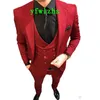 Выполненный на заказ One Button Groomsmen Нотч Groom Tuxedos Мужские костюмы Свадебные / выпускной вечер / ужин Шафер Blazer (куртка + штаны + Tie + Vest) W536
