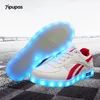7ipupas cesta de sarja vermelha iluminar as sapatilhas menino sapatos LED Schoenen Casual Kid Homme Luminous Sneakers Unisex Chaussures LJ200907