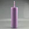 재고 뚜껑과 빨대를 두 번 벽 물병 BPA 무료 6 색 16온스 스키니 아크릴 텀블러 매트 단색 22온스 플라스틱 컵