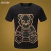 Designer-Mann-T-Shirt Schädel-Sommer-Grundlegender fester Kristalldruckbrief-Dollar-Marken-beiläufiges Punk-Oberteil T-Stück Männer Luxuskleidung Kurzarm M-3XL