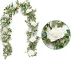 Prezenty dla kobiet sztuczne eukaliptus girland z białą różą pionia winorośl eukaliptusowe na wesele przyjęcie urodzinowe domowe dekoracja ogrodowa