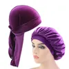 20 Set Velvet Durag And Bonnet Women Sleep Cap And Men Doo Rag Bonnet Cap Comfortable Velvet Sleeping Hat larga Unisex