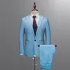 Mannen Slanke Button Pak Pure Kleurenjurk Blazer Host Show Jacket Jas Pant # 4D26