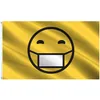 Yellow Smiley 3x5 Szczęśliwa flaga twarzy, 100d tkanina poliestrowa dla odkrytego kryty krajowy krajowy, festiwal klub, darmowa wysyłka