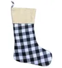 Weihnachtsstrümpfe Ornamente Plaid Schwarz Rot Weihnachtsbaum Socken Süßigkeiten Geschenk Aufbewahrungstasche Hängende Anhänger Party Dekoration LSK1825